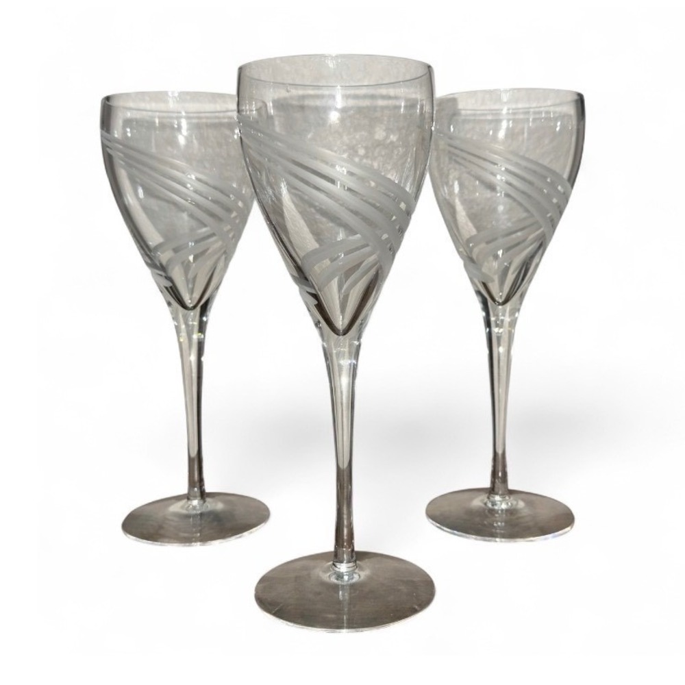Lenox Windswept Spiral cut Crystal wine‎ water glasses 7.5 inches